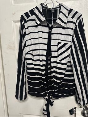 Style & Co. Black and White Striped Button-Up Shirt